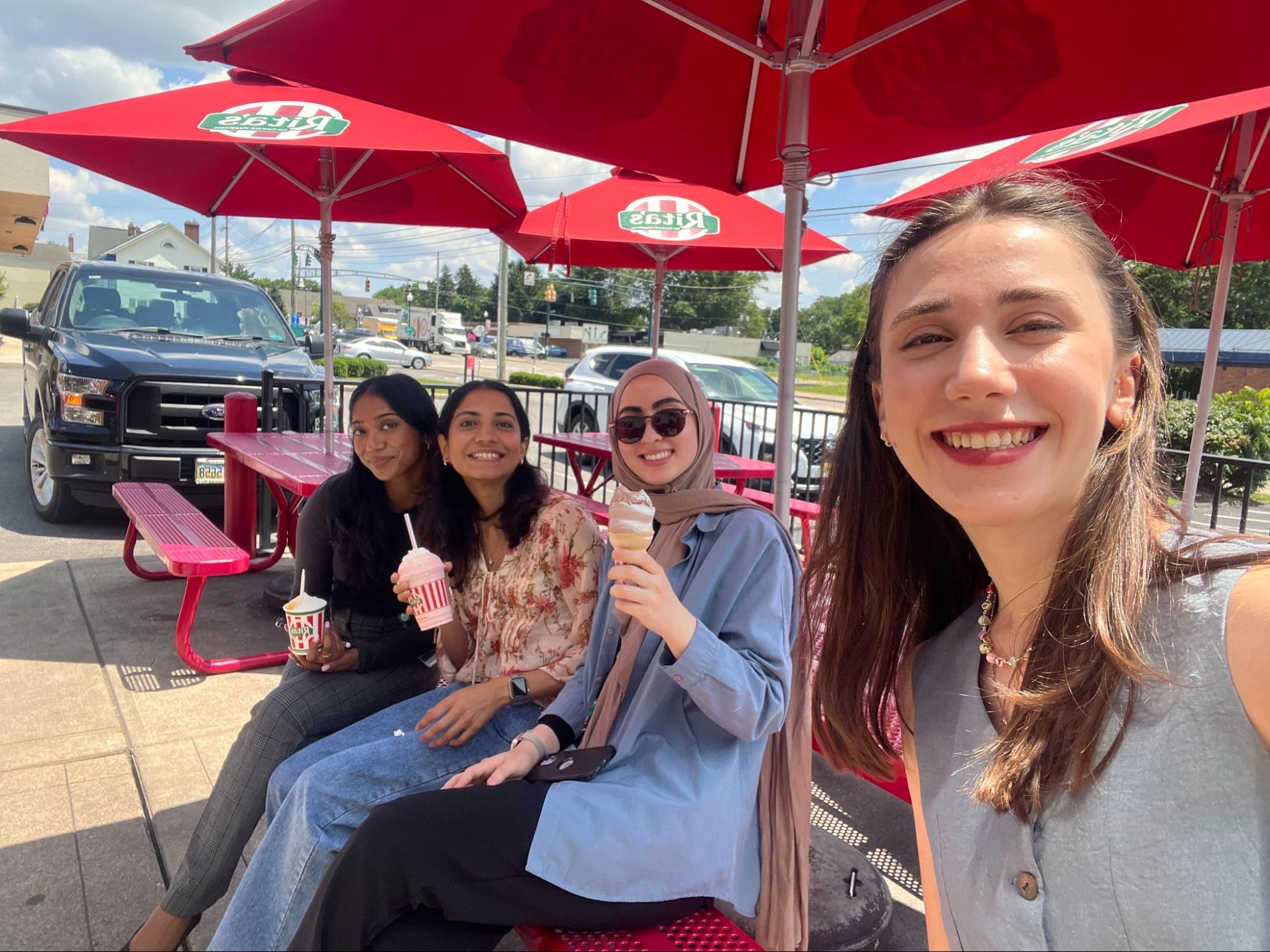 ritas four students having frozen custard